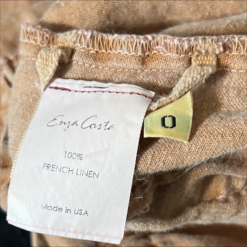 Enza Costa Distressed French Linen Overalls Size 0 TerracottaFall Soft … - Picture 4 of 5